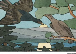 Plakat 50 x 70 cm. Hjørdis Grøntoft Raknerud, «Mønster til glassmaleri»