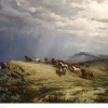 Plakat 50 x 70 cm. Peter N. Arbo, «Hester på fjellet»