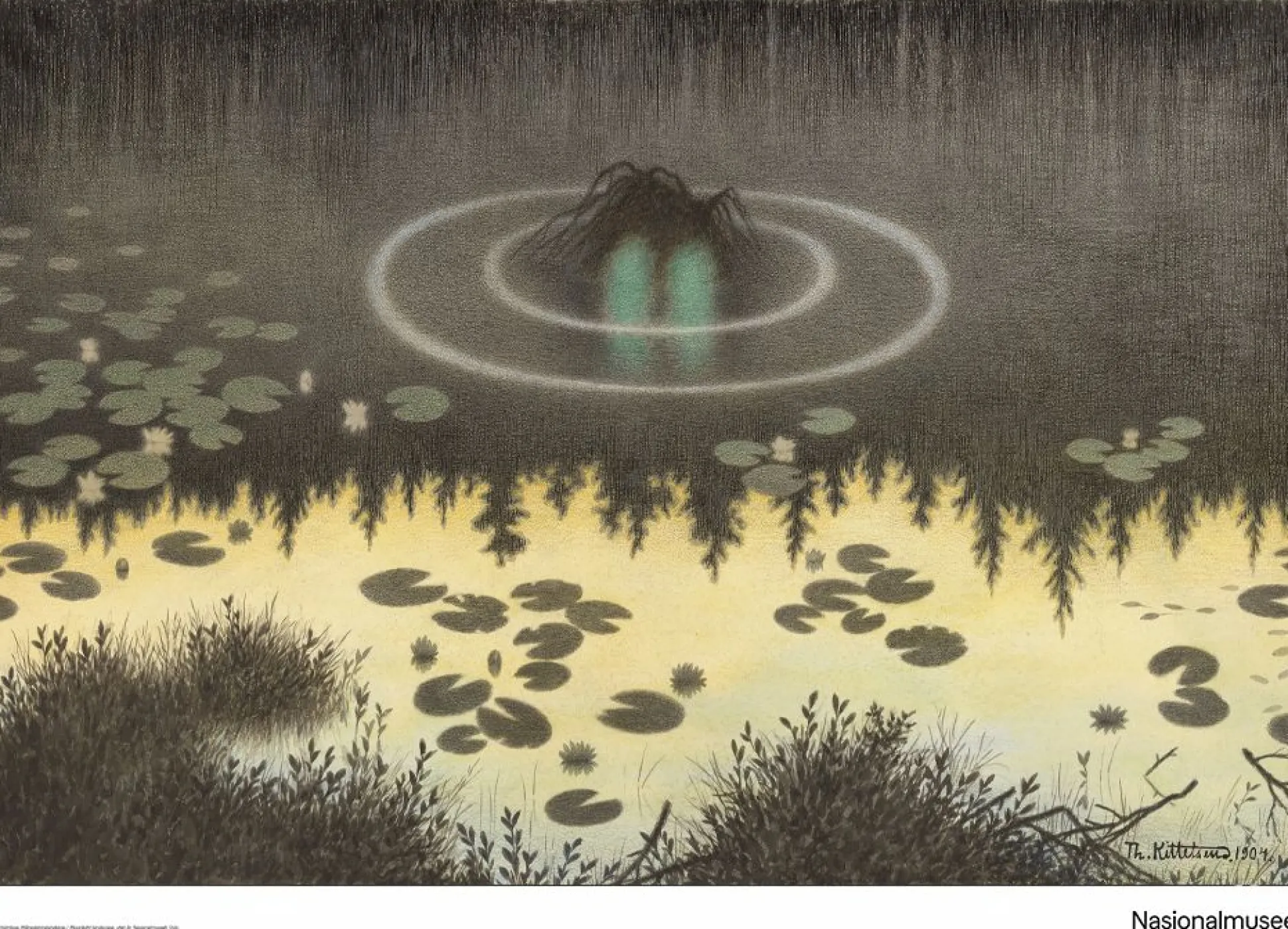 Plakat 50 x 70 cm. Theodor Kittelsen, «nøkken»