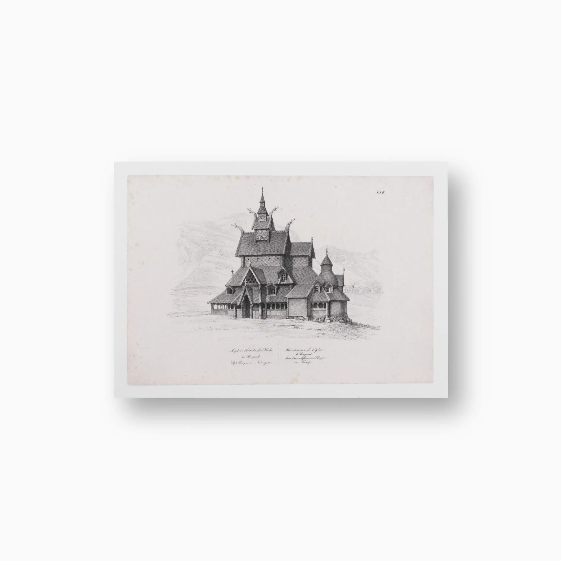 Postkort. Carl Müller, «Borgund stavkirke»