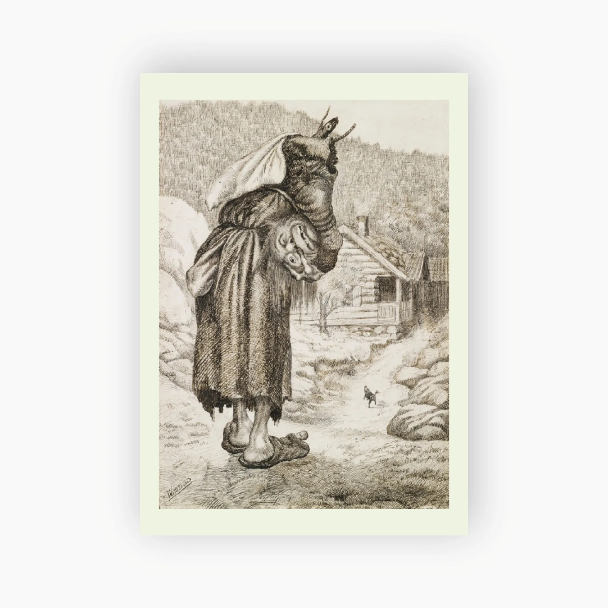 Postkort. Theodor Kittelsen, Illustrasjon til «Smørbukk»