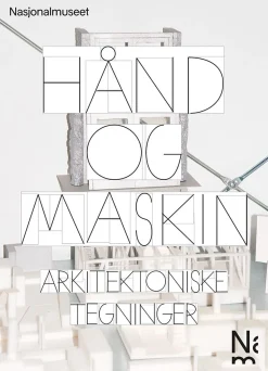 Utstillingsplakat 50 x 70 cm. Hånd og maskin. «Arkitektoniske tegninger» Hvit