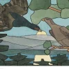 Plakat 50 x 70 cm. Hjørdis Grøntoft Raknerud, «Mønster til glassmaleri»