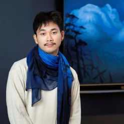 Sjal. Harald Sohlberg, «Vinternatt i Rondane». Modal og kasjmir